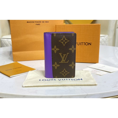 Louis Vuitton M81535 Pocket Organizer Wallet in Monogram canvas With Purple Louis Vuitton M81535 Pocket Organizer Wallet in Monogram canvas With Purple