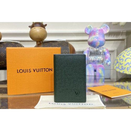 Louis Vuitton M81551 Pocket Organizer in Green Taiga cowhide leather