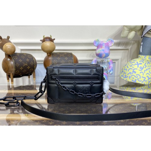 Louis Vuitton M81611 Mini Soft Trunk Bag in Black Puffy Damier soft calf leather