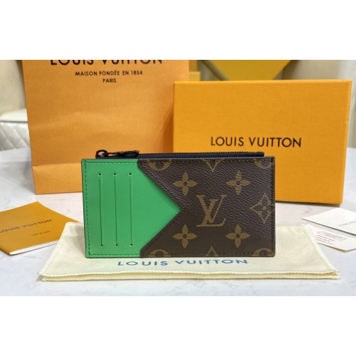 Louis Vuitton M81627 Coin Card Holder in Monogram Macassar coated canvas With Green Louis Vuitton M81627 Coin Card Holder in Monogram Macassar coated canvas With Green