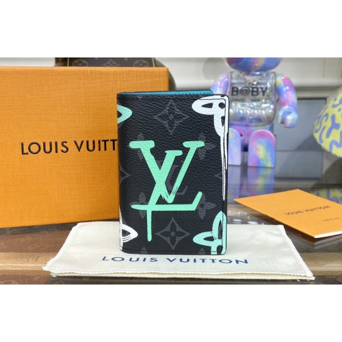 Louis Vuitton M81798 Pocket Organizer in Monogram Eclipse canvas With Green Louis Vuitton M81798 Pocket Organizer in Monogram Eclipse canvas With Green