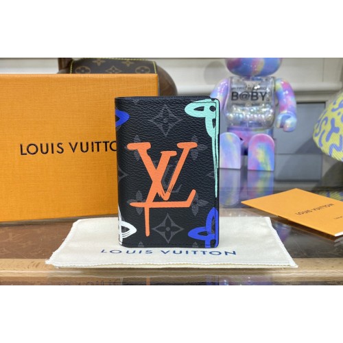 Louis Vuitton M81817 Pocket Organizer in Monogram Eclipse canvas With Orange Louis Vuitton M81817 Pocket Organizer in Monogram Eclipse canvas With Orange