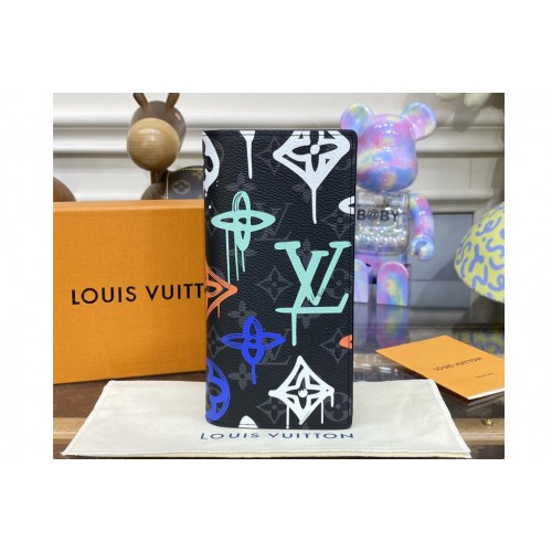Louis Vuitton M81846 Brazza Wallet in Monogram Eclipse canvas With Orange Louis Vuitton M81846 Brazza Wallet in Monogram Eclipse canvas With Orange