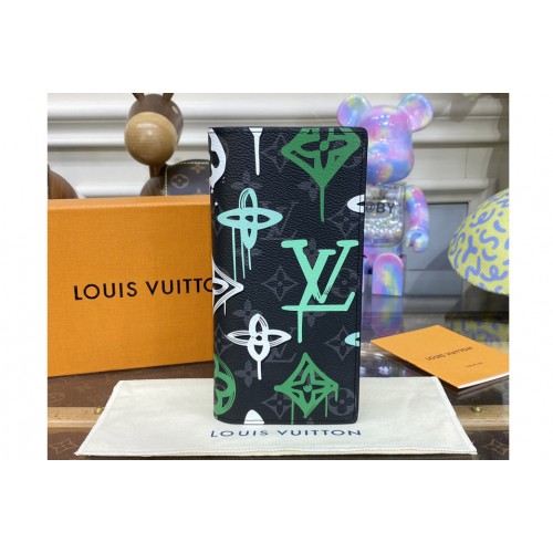 Louis Vuitton M81846 Brazza Wallet in Monogram Eclipse canvas With Green Louis Vuitton M81846 Brazza Wallet in Monogram Eclipse canvas With Green
