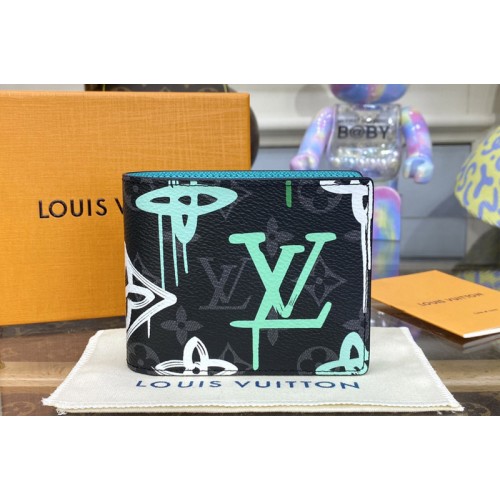 Louis Vuitton M81847 Multiple Wallet in Monogram Eclipse canvas With Green Louis Vuitton M81847 Multiple Wallet in Monogram Eclipse canvas With Green