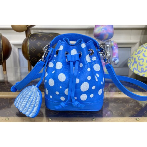 Louis Vuitton M81985 x YK Nano Noe Bag in Blue Monogram Empreinte cowhide leather with Infinity Dots print
