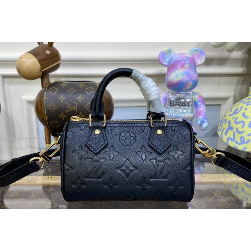 Louis Vuitton M82450 Nano Speedy Bag in Black Monogram Empreinte embossed supple grained cowhide leather Louis Vuitton M82450 Nano Speedy Bag in Black Monogram Empreinte embossed supple grained cowhide leather