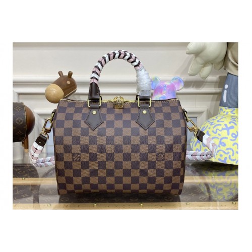 Louis Vuitton N40450 Braided Speedy 25 Bag in Damier Ebene coated canvas