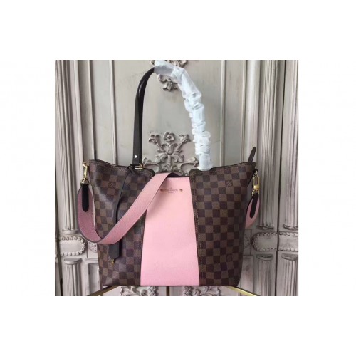 Louis Vuitton N44023 Jersey Bag in Damier Ebene Canvas and Pink Calf Leather Louis Vuitton N44023 Jersey Bag in Damier Ebene Canvas and Pink Calf Leather