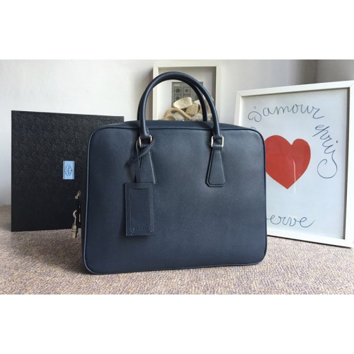 Prada VS0305 Saffiano Leather Work Bag in Blue Saffiano