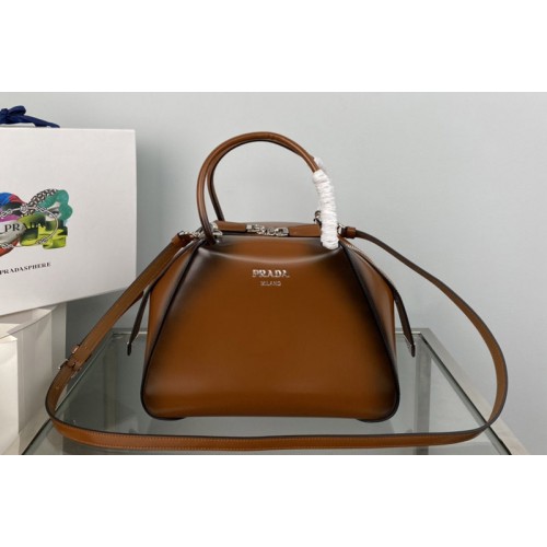 Prada 1BA366 Small brushed leather Prada Supernova handbag in Brown Leagther