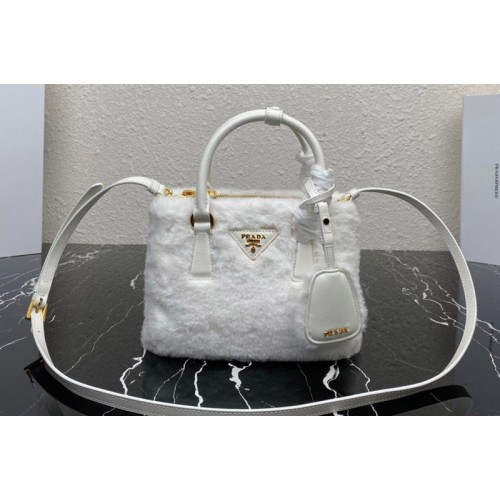 Prada 1BA906 Prada Galleria shearling mini-bag in White shearling Prada 1BA906 Prada Galleria shearling mini-bag in White shearling