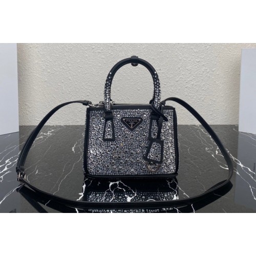 Prada 1BA906 Prada Galleria satin mini-bag with crystals in Metal