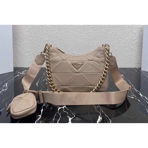 Prada 1BC151 Re-Nylon padded hobo bag in Beige Nylon Prada 1BC151 Re-Nylon padded hobo bag in Beige Nylon