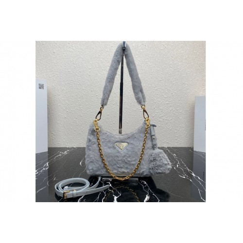 Prada 1BC204 Shearling mini-bag in Grey Shearling Prada 1BC204 Shearling mini-bag in Grey Shearling