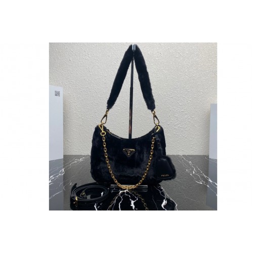 Prada 1BC204 Shearling mini-bag in Black Shearling Prada 1BC204 Shearling mini-bag in Black Shearling