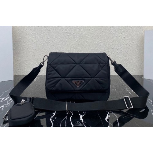 Prada 1BD290 Re-Nylon padded shoulder bag in Black Nylon