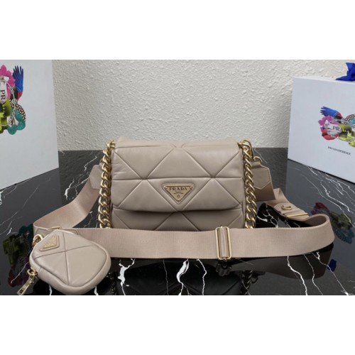 Prada 1BD292 Prada System nappa leather patchwork bag in Beige Leather
