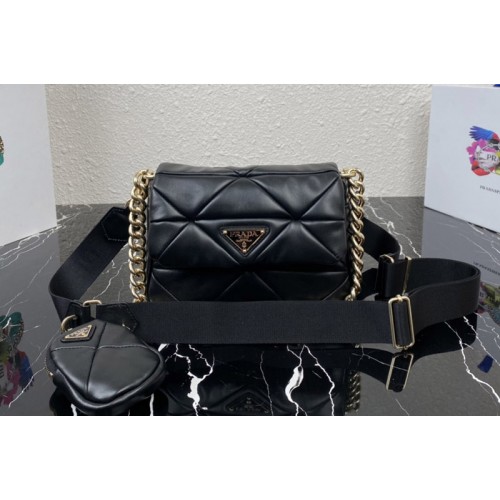 Prada 1BD292 Prada System nappa leather patchwork bag in Black Leather