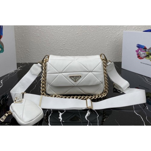 Prada 1BD292 Prada System nappa leather patchwork bag in White Leather