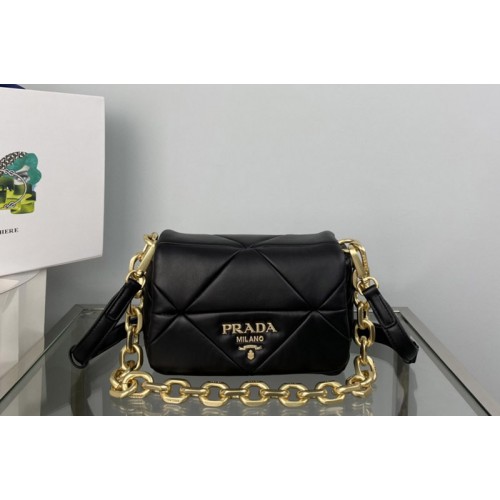Prada 1BD292 Prada System nappa patchwork shoulder bag in Black Leather