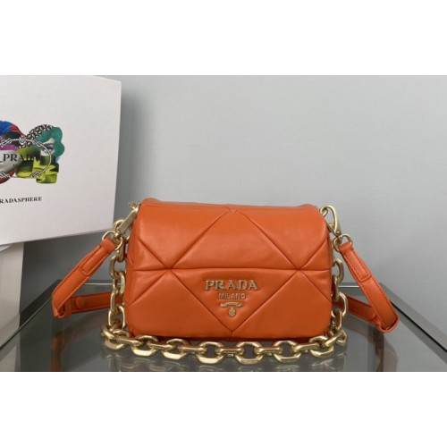 Prada 1BD292 Prada System nappa patchwork shoulder bag in Orange Leather
