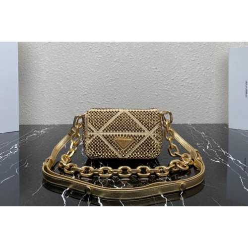 Prada 1BD329 Satin mini-bag with crystals in Platinum Prada 1BD329 Satin mini-bag with crystals in Platinum