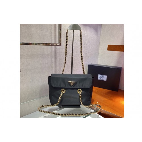 Prada 1BD620 Nylon Vintage Chain Stray Bag in Black Nylon