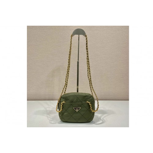 Prada 1BD632 Vintage Chain Stray Bag in Green Nylon