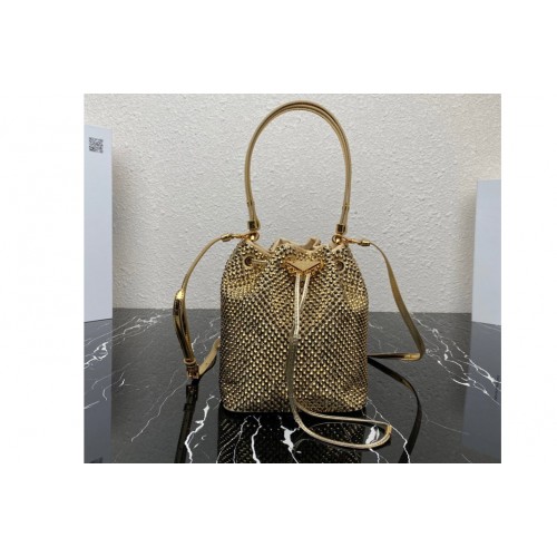 Prada 1BE067 Satin mini-bag with crystals in Platinum Prada 1BE067 Satin mini-bag with crystals in Platinum