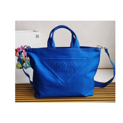 Prada 1BG081 Canvas bag in Blue Canvas