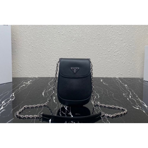 Prada 1BH185 Saffiano leather mini-bag in Black Saffiano leather