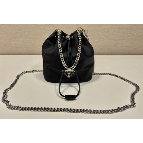 Prada 1BH612 Mini Bucket Nylon Bag in Black Nylon