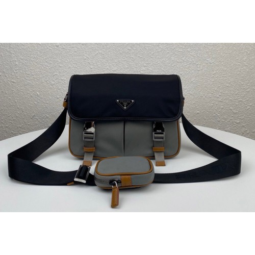 Prada 2VD769 Re-Nylon and Saffiano leather shoulder bag in Black Grey Nylon Prada 2VD769 Re-Nylon and Saffiano leather shoulder bag in Black Grey Nylon