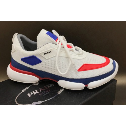 Mens Prada 2EG253 Knit fabric Cloudbust sneakers White Leather Mens Prada 2EG253 Knit fabric Cloudbust sneakers White Leather
