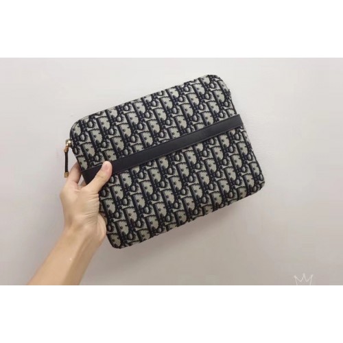 DIOR OBLIQUE POUCH in blue Dior Oblique jacquard canvas