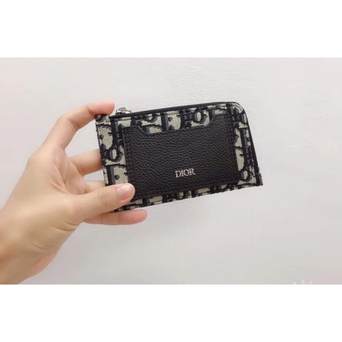 DIOR OBLIQUE JACQUARD ZIPPED CARD HOLDER in black Dior Oblique jacquard Canvas DIOR OBLIQUE JACQUARD ZIPPED CARD HOLDER in black Dior Oblique jacquard Canvas