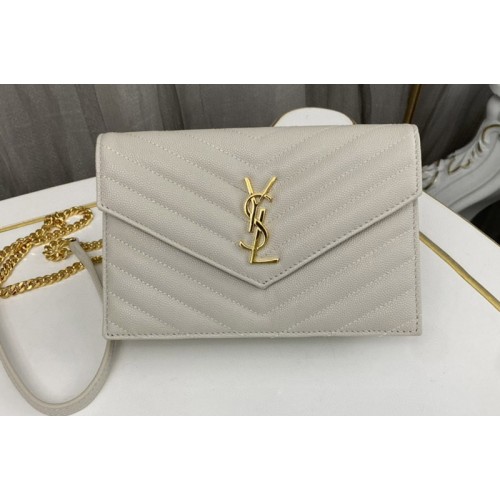 YSL Envelope Chain Wallet IN Milk White LAMBSKIN With Gold