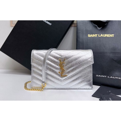 YSL Envelope Chain Wallet IN Silver LAMBSKIN
