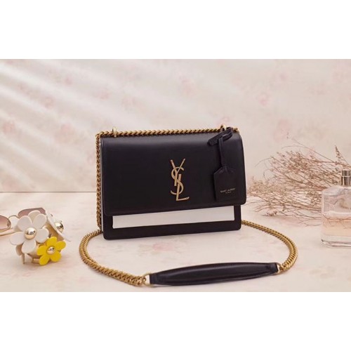 YSL Medium Sunset Monogram Bag Black And White