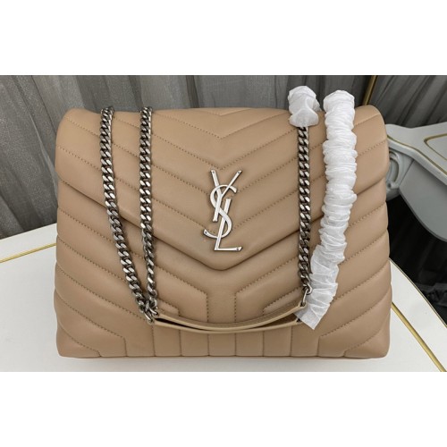 YSL Medium Loulou Chain Bag in Apricot Leather With Silver YSL Medium Loulou Chain Bag in Apricot Leather With Silver