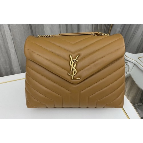 YSL Medium Loulou Chain Bag in Caramel Leather With Gold