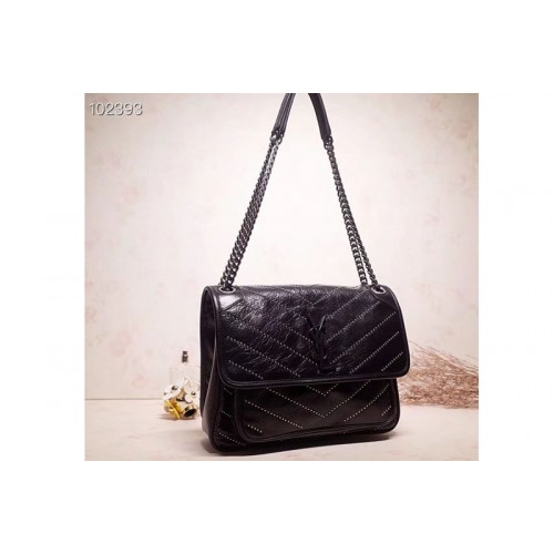 YSL Niki Medium Bag Black Vintage Leather Black Hardware YSL Niki Medium Bag Black Vintage Leather Black Hardware