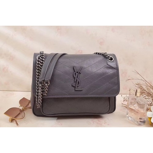 YSL Niki Medium Bag Vintage Leather Gray YSL Niki Medium Bag Vintage Leather Gray
