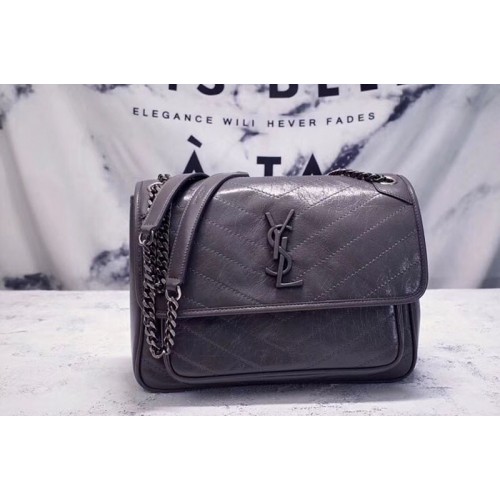 YSL Niki Medium Bag Grey Vintage Leather YSL Niki Medium Bag Grey Vintage Leather