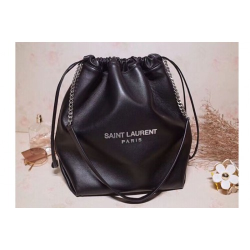 YSL Teddy Pouch in Black Lambskin 