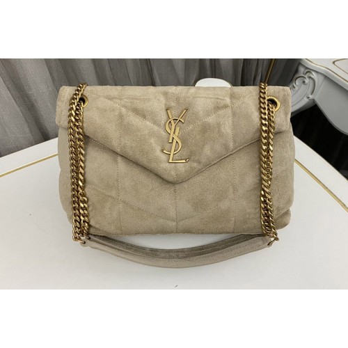YSL PUFFER SMALL Bag IN Apricot QUILTED Suede