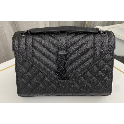YSL ENVELOPE MEDIUM bag IN Black QUILTED GRAIN DE POUDRE EMBOSSED LEATHER With Black YSL ENVELOPE MEDIUM bag IN Black QUILTED GRAIN DE POUDRE EMBOSSED LEATHER With Black