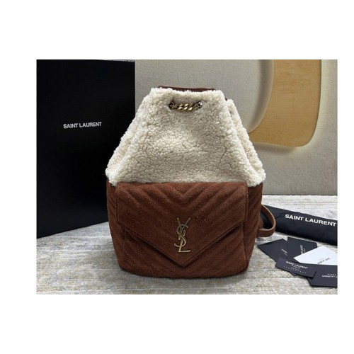 YSL JOE BACKPACK IN White Red Suede