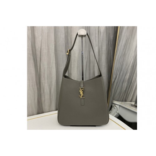 YSL LE 5 A 7 SOFT SMALL Bag IN Grey SMOOTH LEATHER